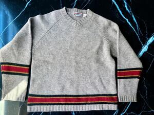 Vintage 90s Aeromax Industries Wool Sweater XL Gray Stripe Made Thailand